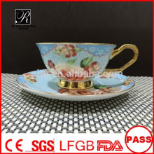 PT fábrica de porcelana Conjunto de café de osso China, decalques copo e pires, personalizado qualquer design